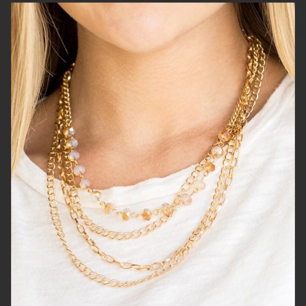 Paparazzi Gold Extravagant Elegance Necklace Set